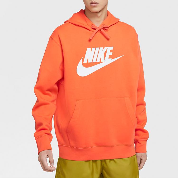 Nike Sportswear Club Fleece Graphic Print Pullover Hoodie Men Tops Electric-Orange BV2974-837