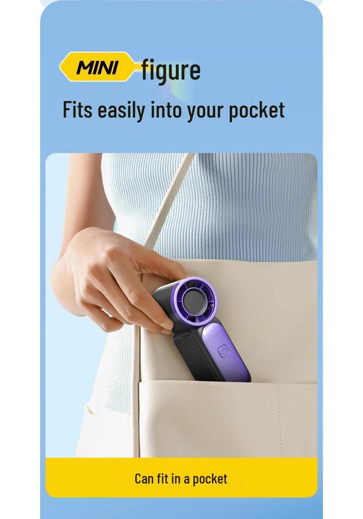 X688 Turbo Mini Handheld Fan - USB Rechargeable, Long-Lasting Battery, Powerful & Portable for Outdoor Use.