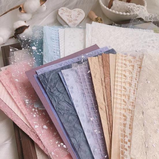 10Pcs/Set Handbook Papers Fadeless Anti-Break Cuttable Folding Easy to Paste Marbling Pattern A5 Handbook Collage Papers for School