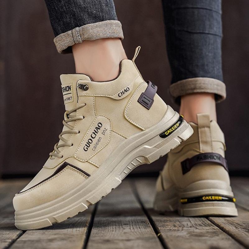 2026 Vintage Men's Casual Sneakers Platform Ankle Boots Outdoor Non Slip Wear-resistant Work Shoes Men Hiking Shoes Botas Hombre