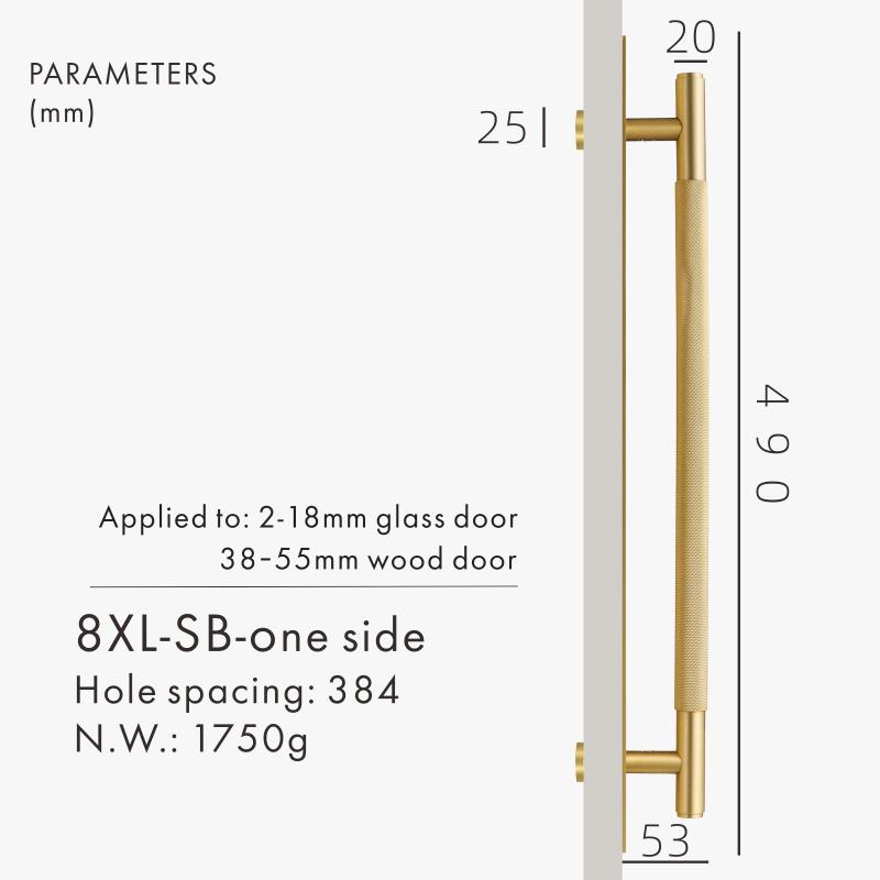 Dooroom Brass Knurled Door Handles Double Door Wood Door Shower Room Single Side Double Side Matt Gold Black Antique Brass Pulls