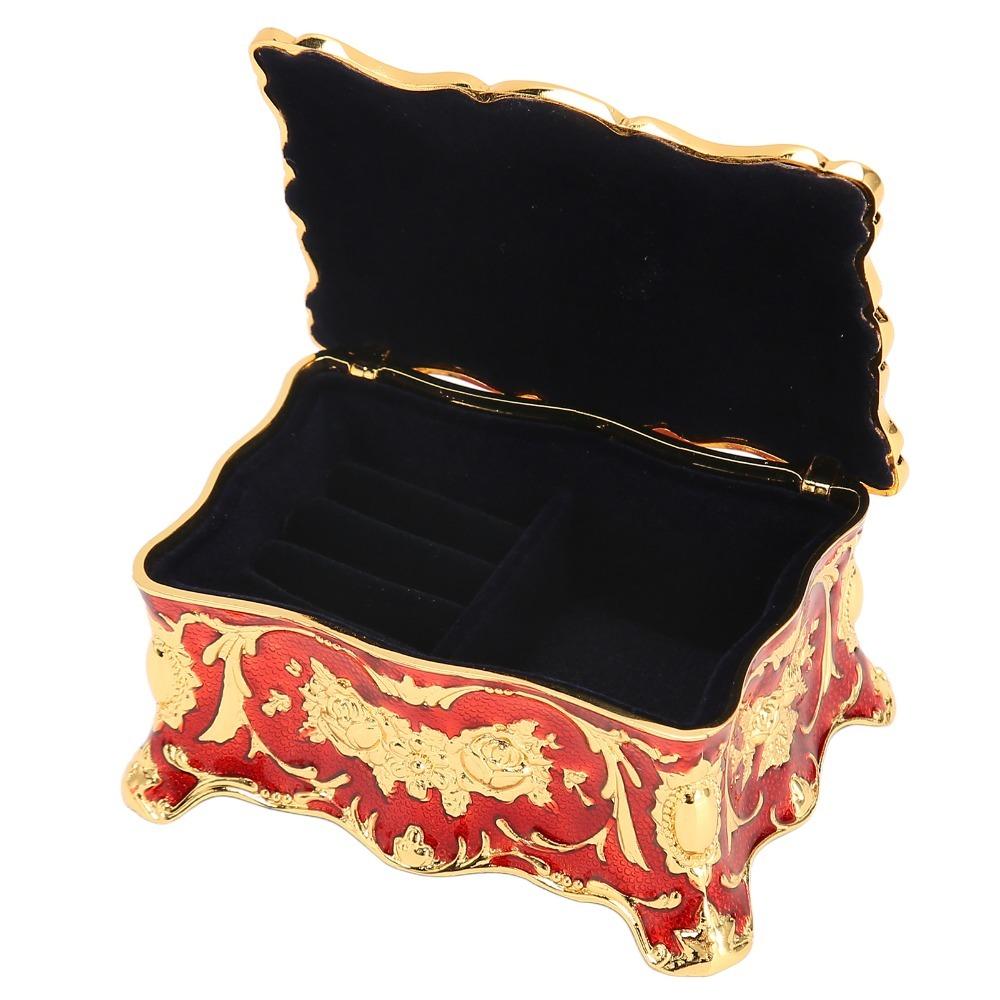Metal Enamel Trinket Box Gold Red Treasure Chest Box Jewelry Boxes Jewelry Box  Home Dresser Decor