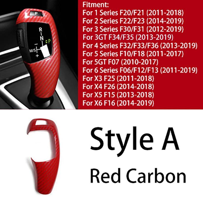For BMW 1 2 3 4 5 6 Series F10 F18 F20 F21 F22 F23 F30 F31 F32 F35 Carbon Fiber Style ABS Gear Shift Knob Panel Cover Trim Frame