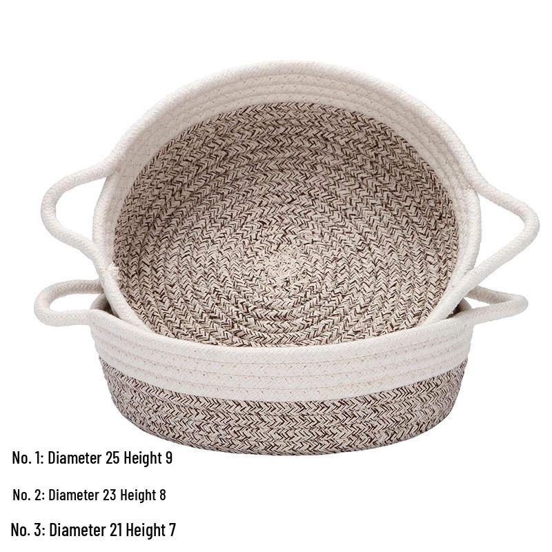 

Корзина для хранения из хлопковой веревки ручной работы: Минималистичный настольный органайзер для закусок и беспорядка, идеально подходит для домашнего декора Diameter 21cm, Height 7cm