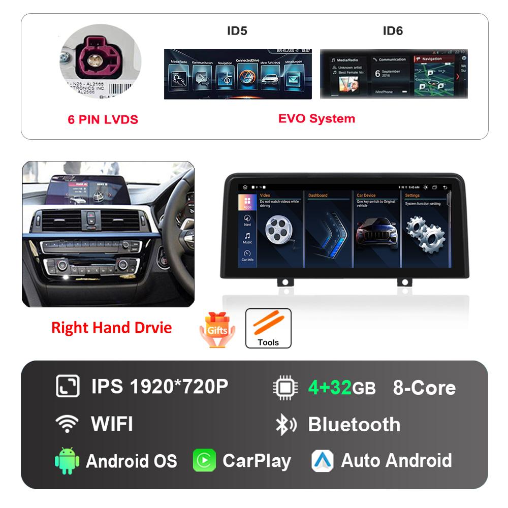 12.3 Inch Right Hand Drvie for BMW 3 4 Series F30 F31 F32 F33 F34 F36 NBT EVO System Android Car Radio Multimedia Player 4G WiFi