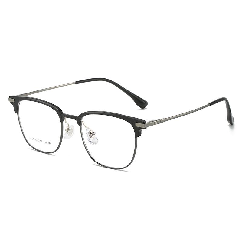 Exquisite Dual-Color Aluminum-Magnesium Frame Glasses with Titanium Anti-Blue Light Myopia Lenses (Model 5101)