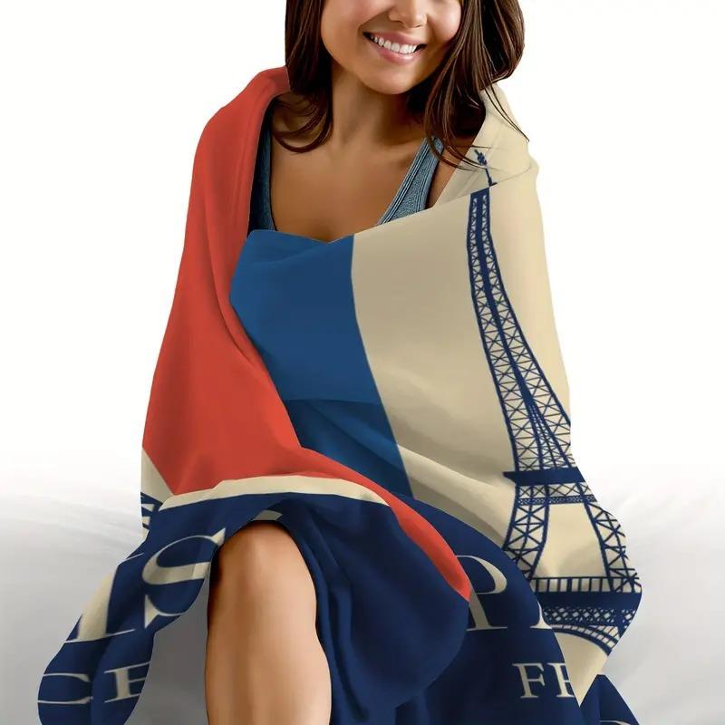 Eiffel Tower In Paris Printed Blanket for Sofa Bed Travel Camping Living Room Office Conditioning Blanket for All Seasons Gifts