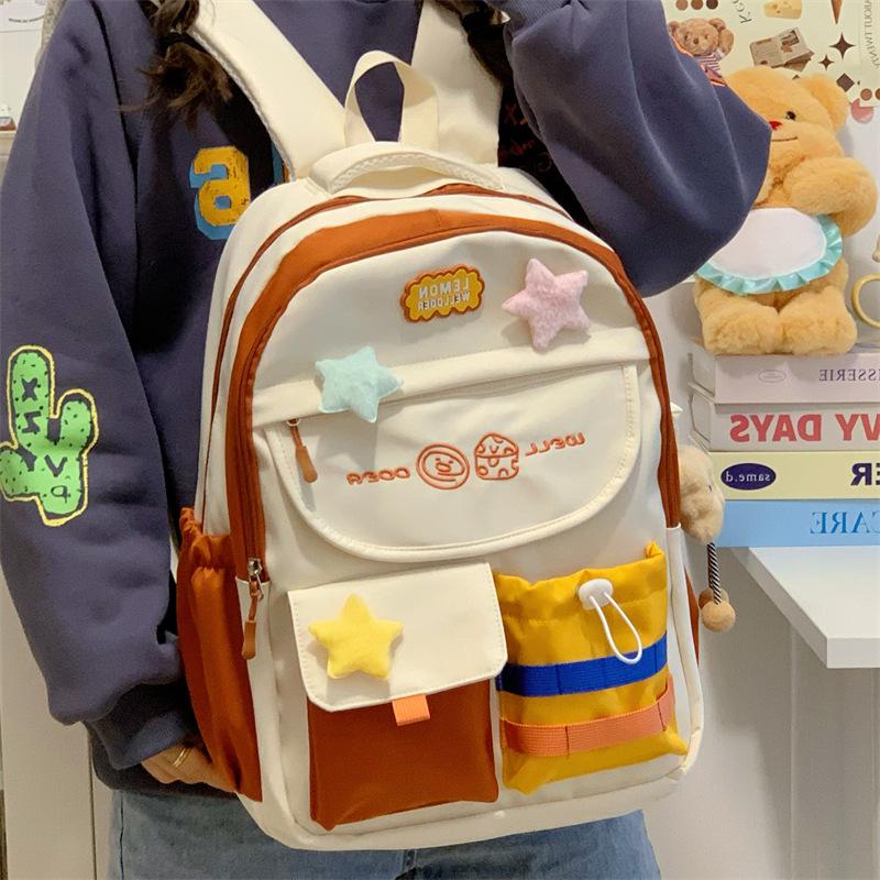 Schoolbag Japanese ins Sweet Wind School Bag Female Junior High School Student Fashion Color Matching Backpack Student Shoulder Bag High School