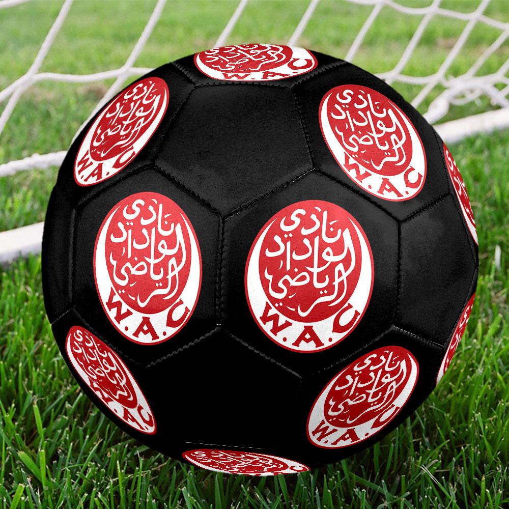 Wydad AC Size 5 Soccer Ball, Machine-Stitched PVC, Durable & High Bounce, All Ages Fit, Fan Merchandise, Matches & Outdoor Use.