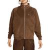 Luftige einfarbige Cord-Jacke mit durchgehendem Reißverschluss und Stehkragen für Damen, Braun DQ6929-259