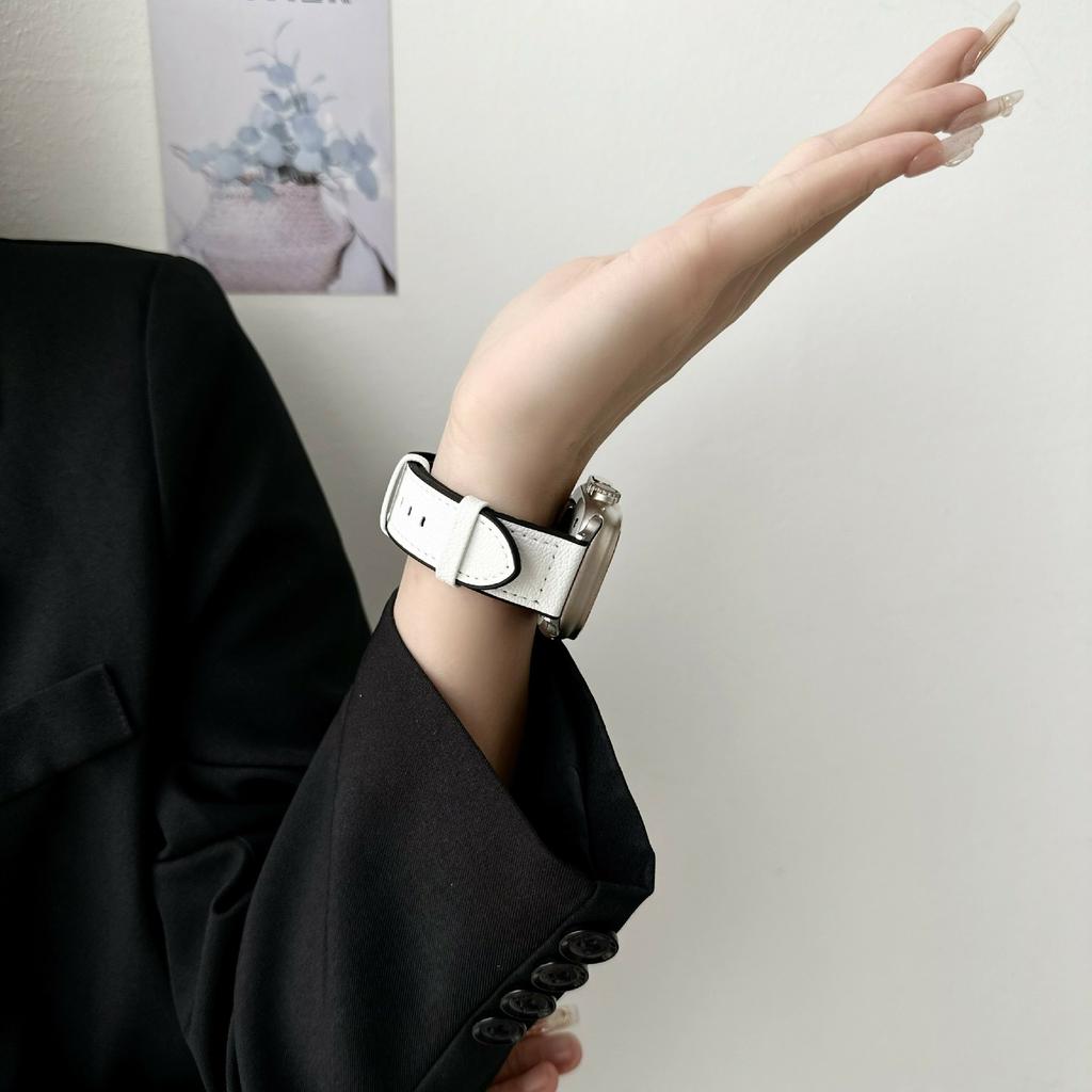 Watch Band For Apple Watch Series 10 9 8 7 SE 6 5 4 3 2 1 42mm 41mm 40mm 38mm Silicone Leather Coated Wrist Strap
