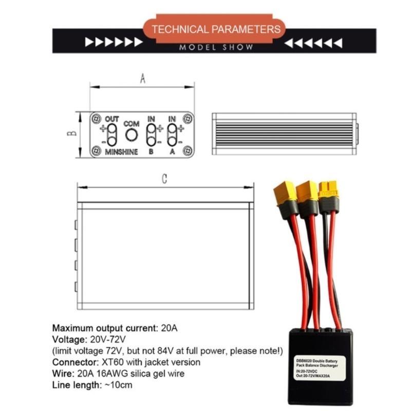Double Battery Parallel Module 20V 72V 20A For Electric Bikes And DIY Projects With Charging Port