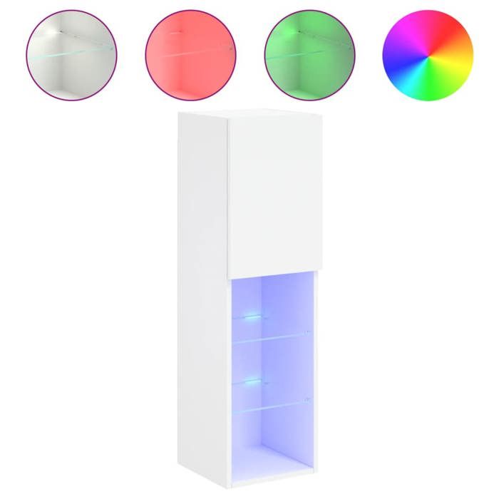 VidaXL Meuble TV avec Lumières LED, Armoire de Télévision Murale avec Rangement, Meuble Télé Suspendu Salon Salle de Séjour, 837015