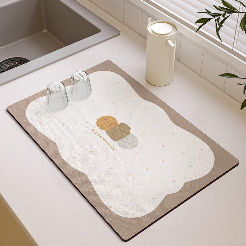 Small Fresh Kitchen Countertop Mat Dirt Resistant Heat-resistant Heat-insulating Pad Water Absorbing Quick Drying Anti Slip Pad