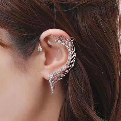 Personalised S925 Zirconia Wing Clip Earrings Silver for Women