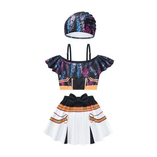 Children's Swimsuit Two Piece Set Girls Swimwear All Over Print Racerback Top