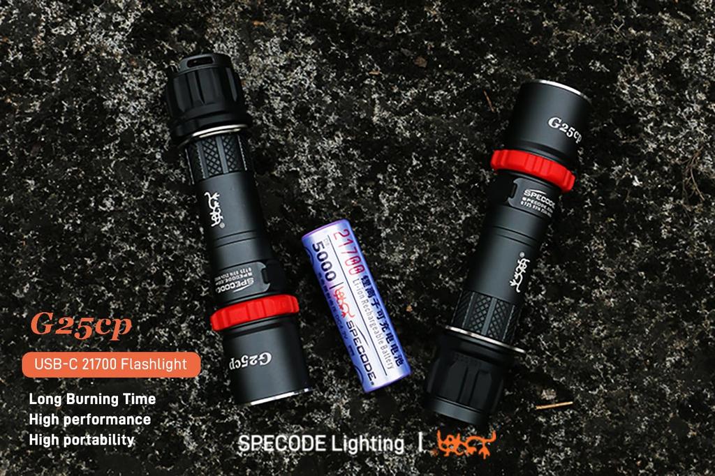 SPECODE Lanterna LED Recarregável G25cp de Alto Lúmen à Prova d'Água para e Uso Doméstico Lanterna, Tocha, Longa Duração e Emergências, Camping, Caminhadas,