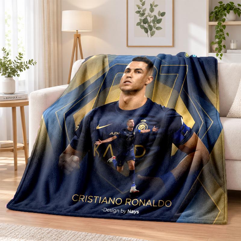Cristiano Ronaldo Printed Flannel Blanket Warm Comfort Bed Throw For Indoor Home Decoration