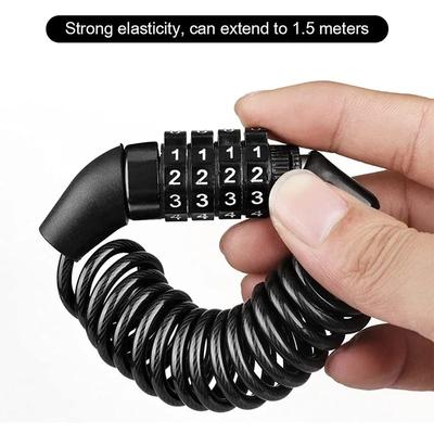 Chaîne antivol pour moto et vélo, combinaison de mot de passe à 4 chiffres, antivol pour casque, câble de sécurité portable, câble métallique durable
