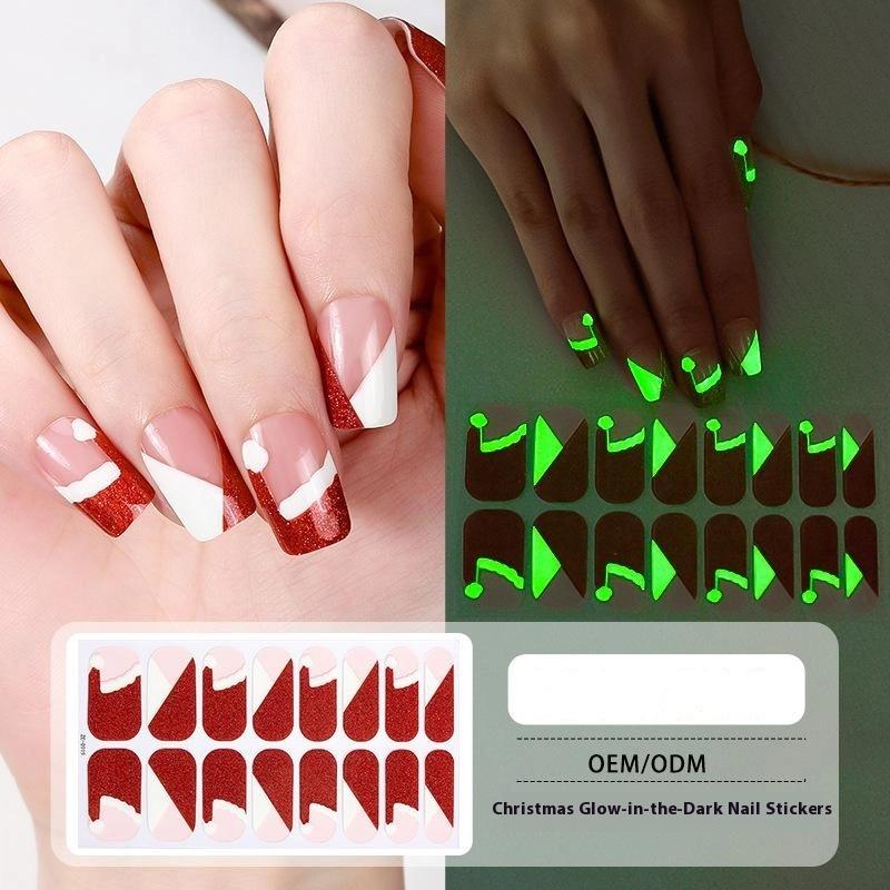 Christmas Nail Strips With Nail File Santa Claus Christmas Tree Sock Christmas Nail Strip Full Wraps For Women Holiday Art