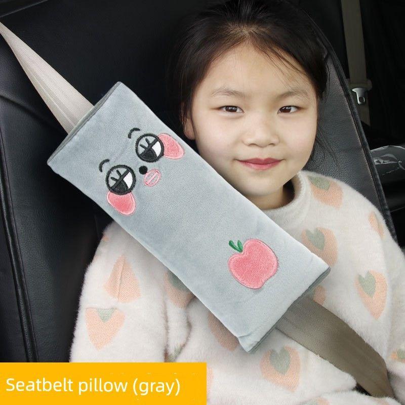 Cute Children s Car Seatbelt Cover Shoulder Protector Pillow Female Cartoon Car Sleeping Seatbelt Hugger Gray (Smiley Face)