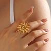 Vintage Chic Sun Shaped Pendant Necklace Earrings Stainless Steel Ring Fashion Jewlery Accessories Gift