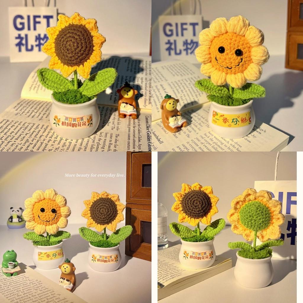 Zombies Vs Plants Knitted Sunflower Potted Ornament Home Decor Girls Gift