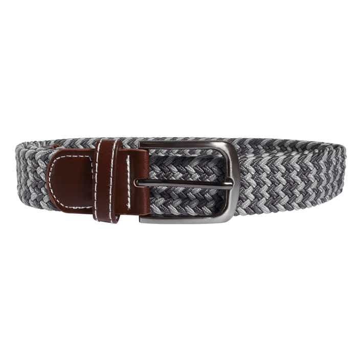 Ceinture textile - 100 cm - Polyester - Gris/Marron - Largeur 3,2 cm