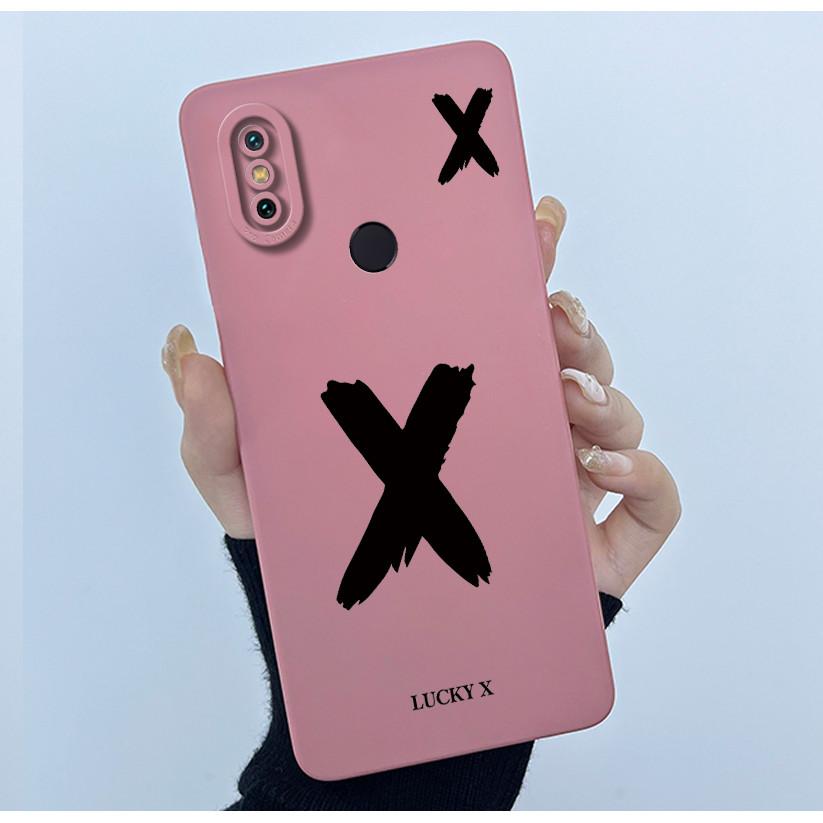Lucky Initial Letter Phone Case For Xiaomi Mi A2 (Mi 6X) Casing Full Protect Camera Lens Shockproof TPU Soft Matte Cover Bumper
