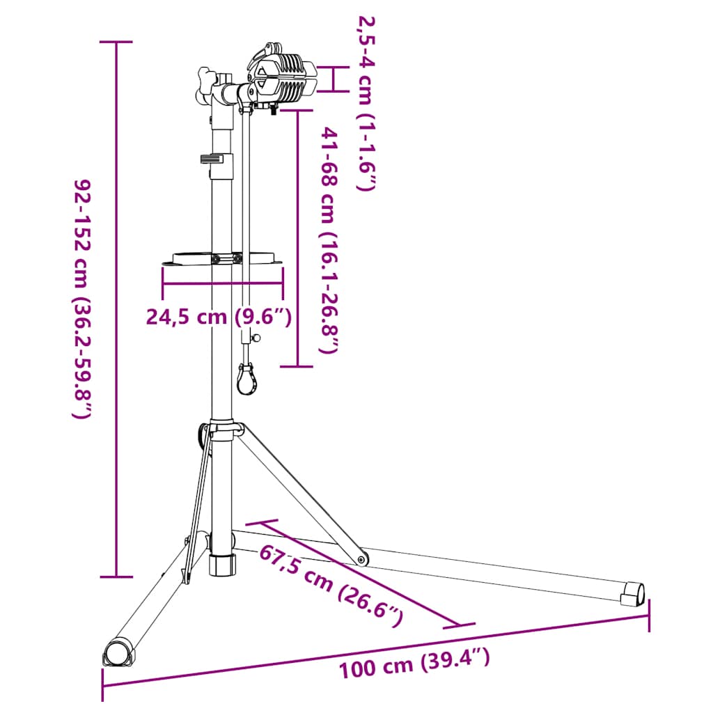 Foldable and Adjustable Bicycle Repair Stand Red Steel
