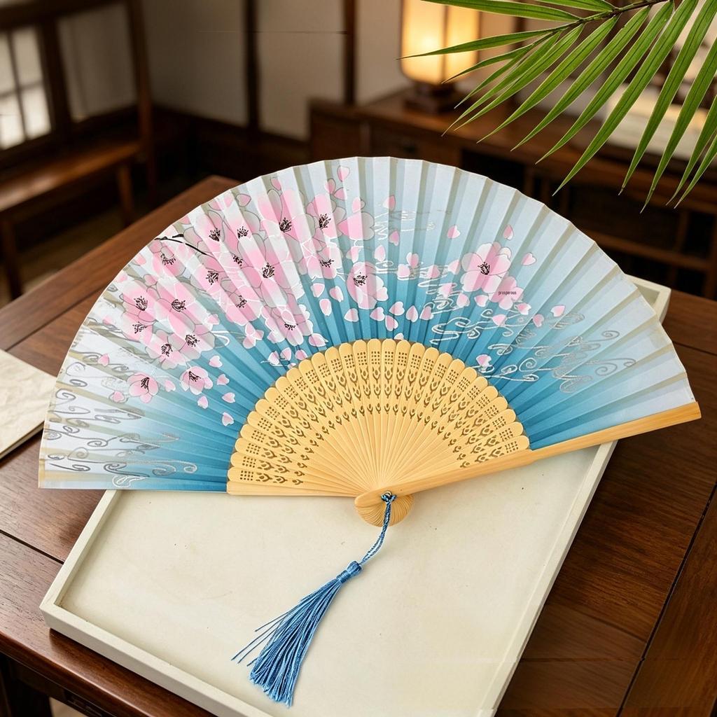 Er Qing Ancient Chinese Hanfu Dance Fan: Portable Silk Fan for Women