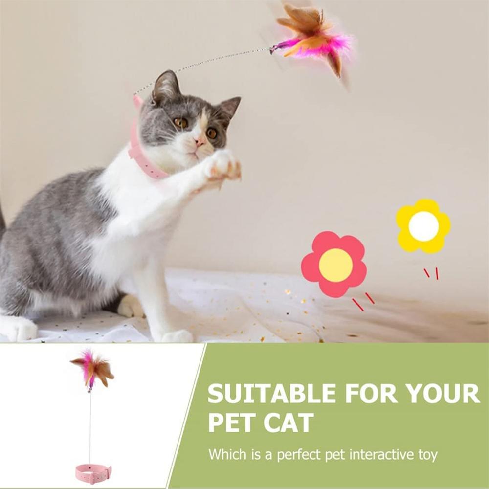 2Pcs Cat Teasing Wand Silicone Collar with Bell Cat Kitten Interactive Training