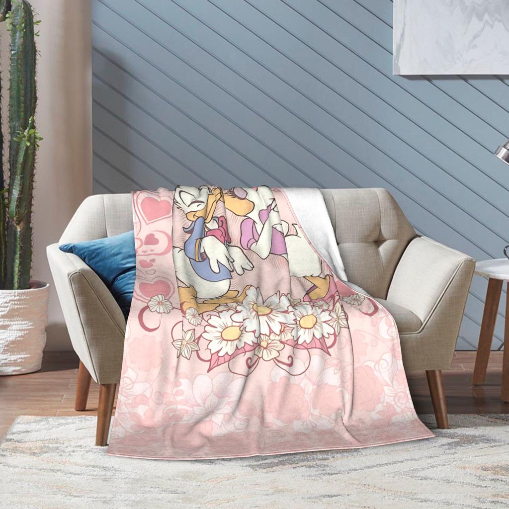 Funny Cute Daisy Duck Blanket Multiple Sizes Warm Cozy Fluffy Throw Blankets for Sofa Couch and Bed