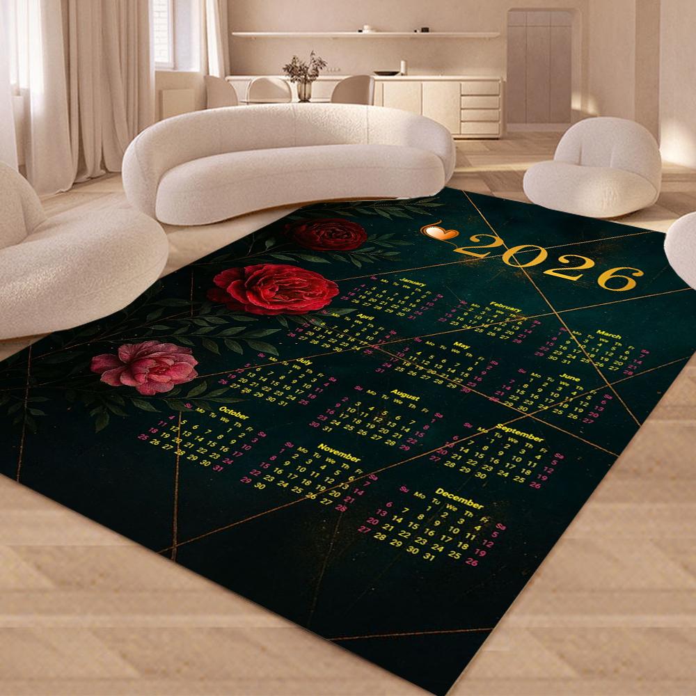 Calendar Rug Custom Personalized Mat with 4 Designs, Kids Adult Room Decor Non-Slip Floor Carpet