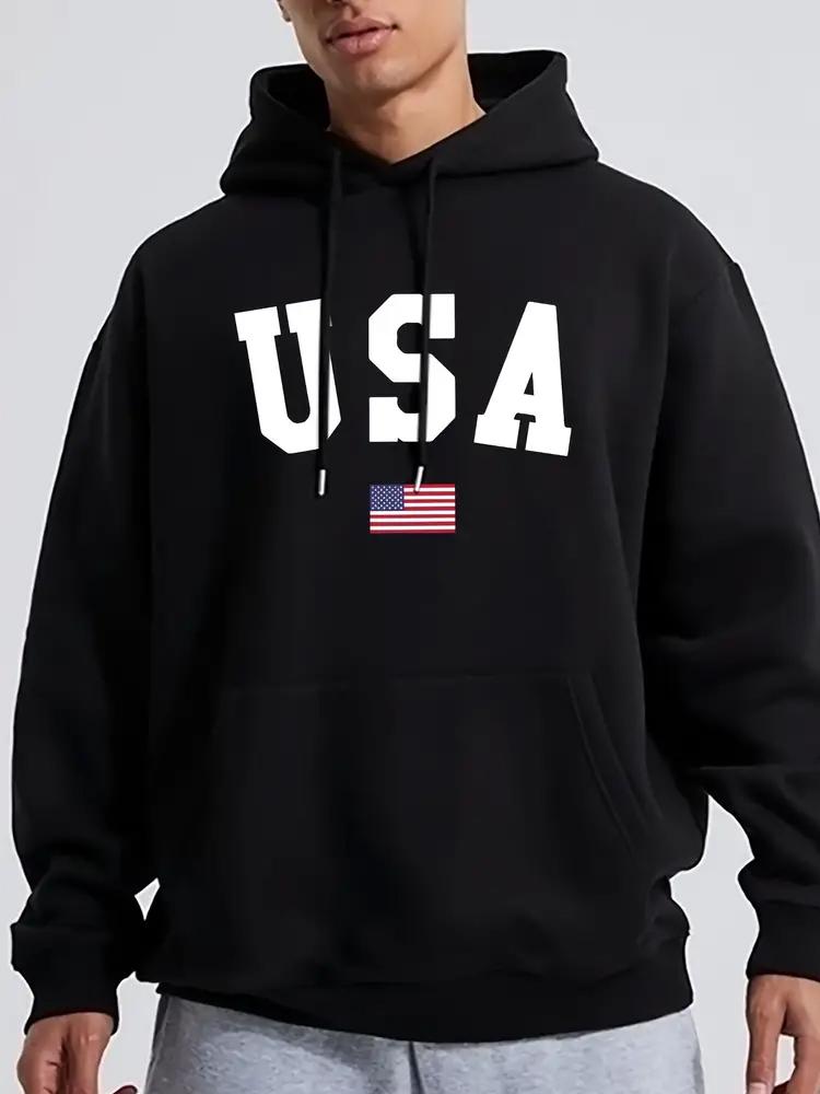 Премиум мужская толстовка с капюшоном Boston Print мягкий пуловер с карманом-кенгуру и свободным кроем стильная повседневная одежда для осени и зимы M чёрный 1498₽