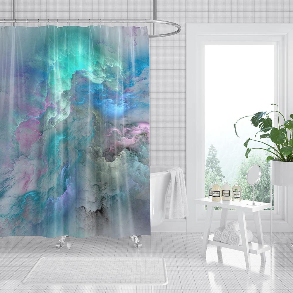 

Colorful Galaxy Space Print Shower Curtain Psychedelic Sea Of Clouds Bath Curtain Decoration Waterproof Fabric Bathtub Screen W60H190(CM)-1 Pcs