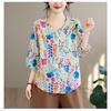 DIMANAF 2026 Estate Nuova Camicia Blusa Taglie Forti Donna Elegante Stampa Floreale Top da Donna Maglietta Cotone Abbigliamento da Spiaggia