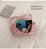 Women's Large-Capacity Color-Block Tote Bag with Cute Print