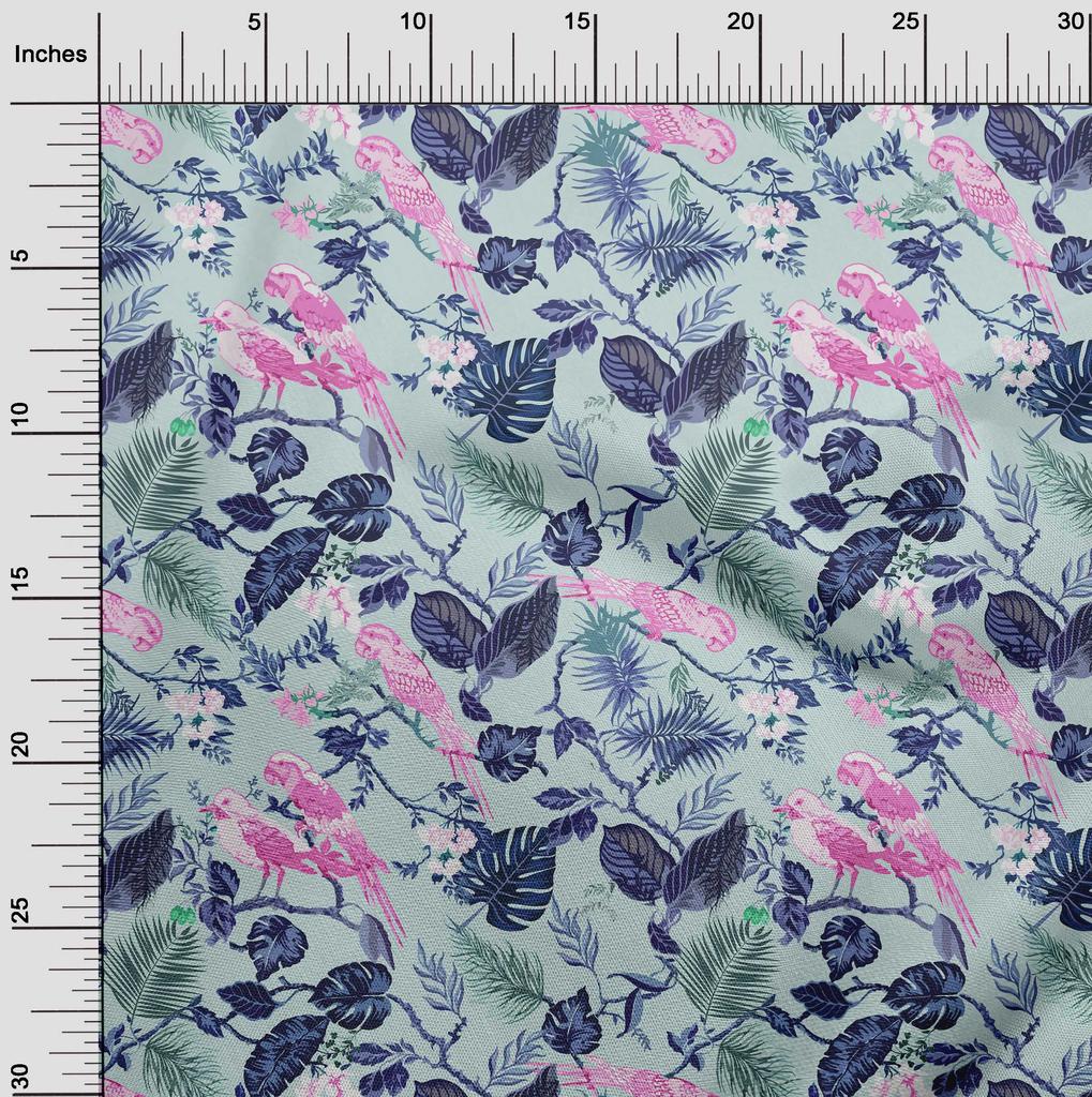oneOone Cotton Flex Light Blue Fabric Asian Tropical Diy Clothing Quilting Fabric Print Fabric By Yard 40 Inch