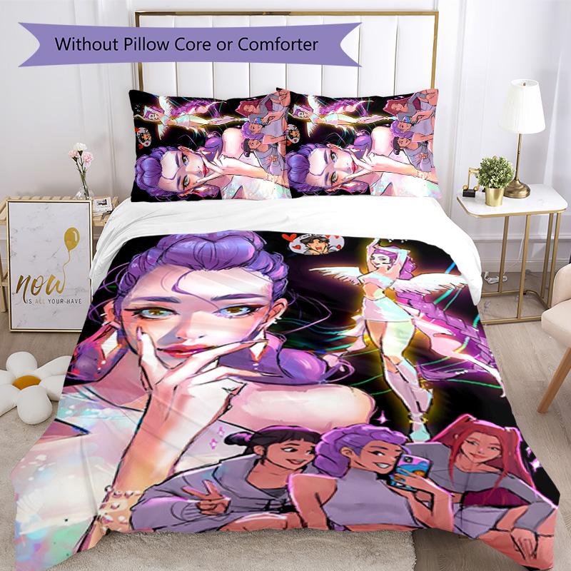Conjunto de Roupa de Cama KPOP Hunter 3 Peças Capa de Edredom com Fecho Inclui 1 Capa de Edredom & 2 Fronhas para Todas as Estações Decoração de Quarto Casa Dormitório