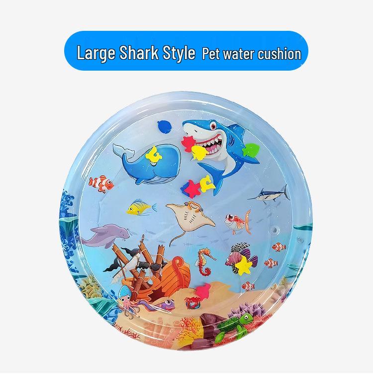 Cartoon Round Inflatable PVC Ice Pad for Cats & Dogs - Scratch-Resistant, Water-Injectable & Thickened