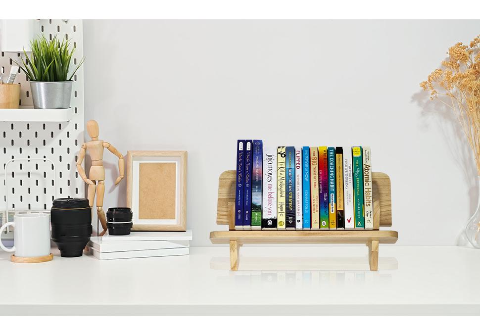 Solid Wood Desktop Bookshelf for Students and Offices - Book & Record Organizer
