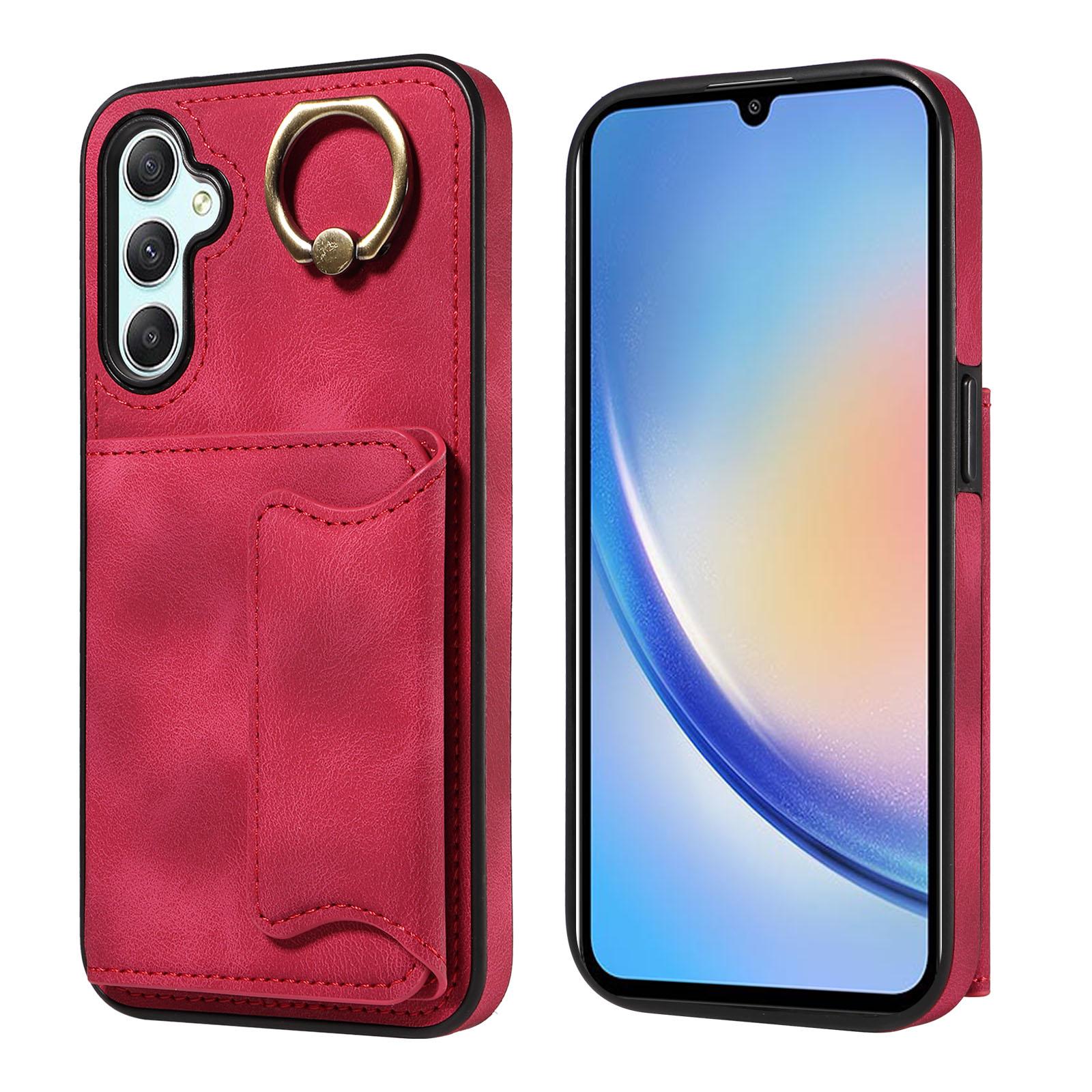 

Для Samsung Galaxy A34 (5G) Кольцо-кронштейн для держателя карт, слоты, чехол для телефона Samsung Galaxy A34 красный
