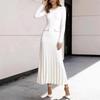 Womens Long Sleeve Knit Dress Slim Fit Round Neck Beaded Fall Winter Party Casual