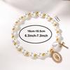Vintage Style Ceramic Bead Bracelets, Cross/Medal/Bow/Butterfly Charm Elastic Jewelry