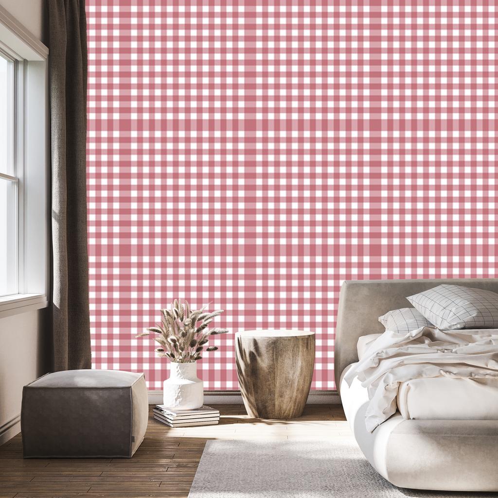 Wallpaper Fabric Pattern Coral, Red and White 50x1000