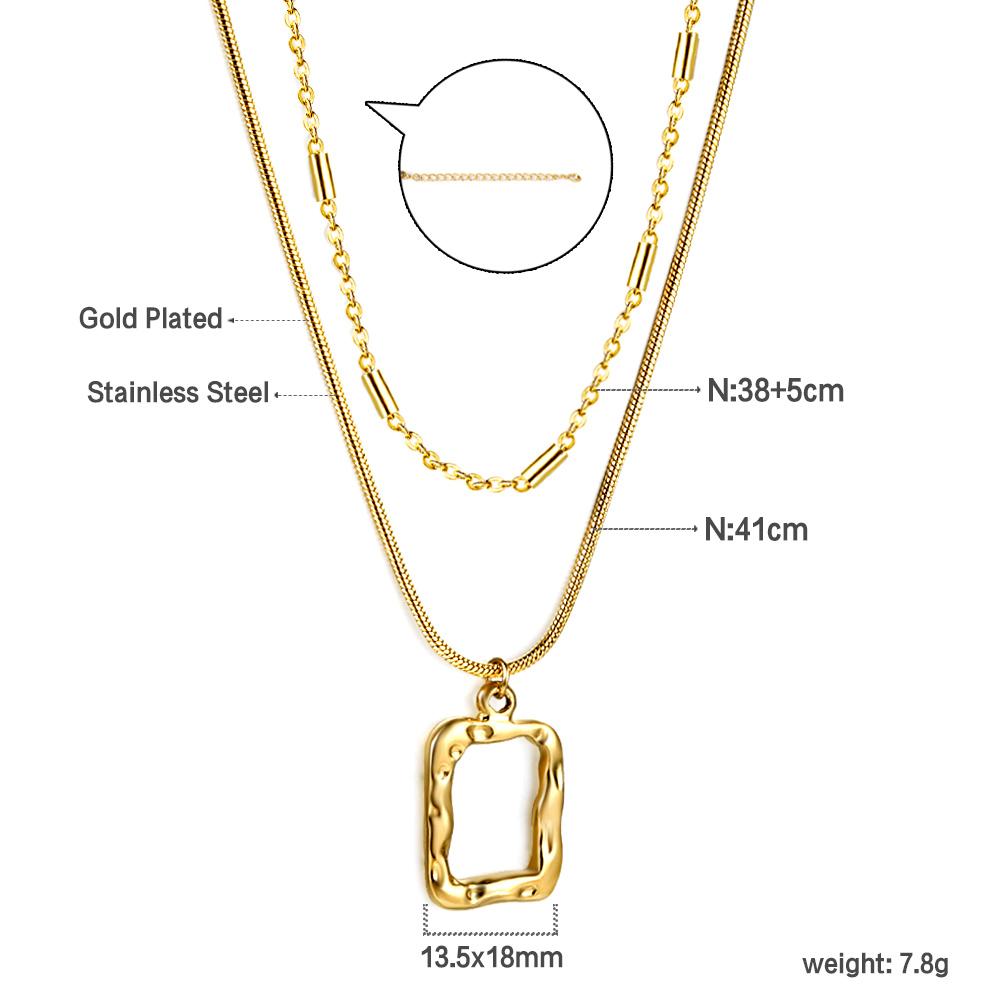 Geometric Hollowed Pendant Fashion Necklace Custom 18k Gold Plated Non Tarnish Necklace Stainless Steel Heart Necklace for Women