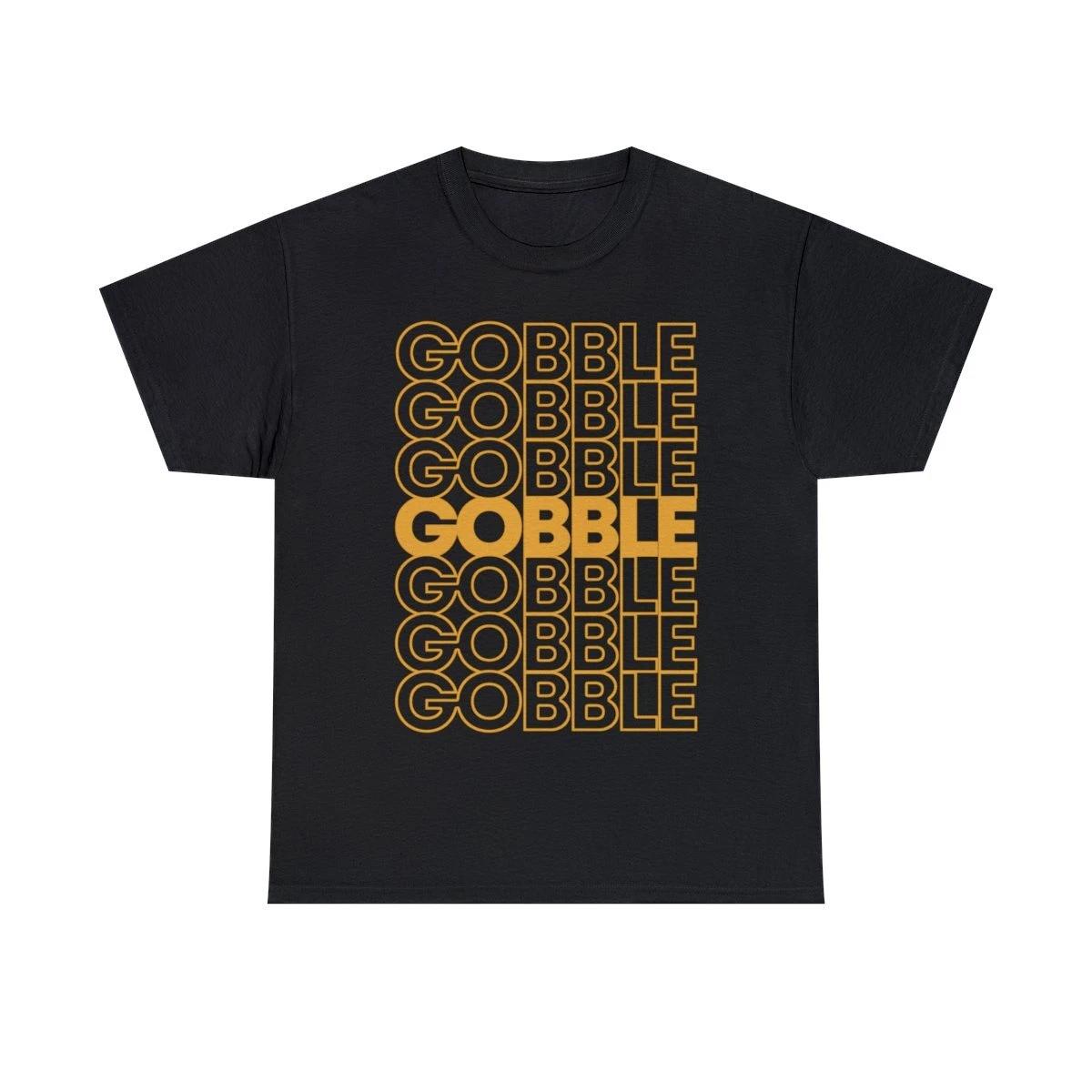 Retro Gobble Gobble Thanksgiving Turkey Graphic Tee Shirt, S-5XL 2XL