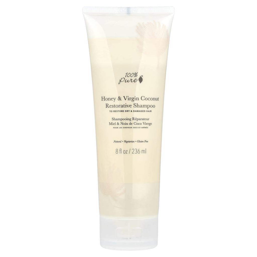 100% Čistý, Med & Panenský Kokosový Regenerační Šampon, 236 ml(8 fl oz)