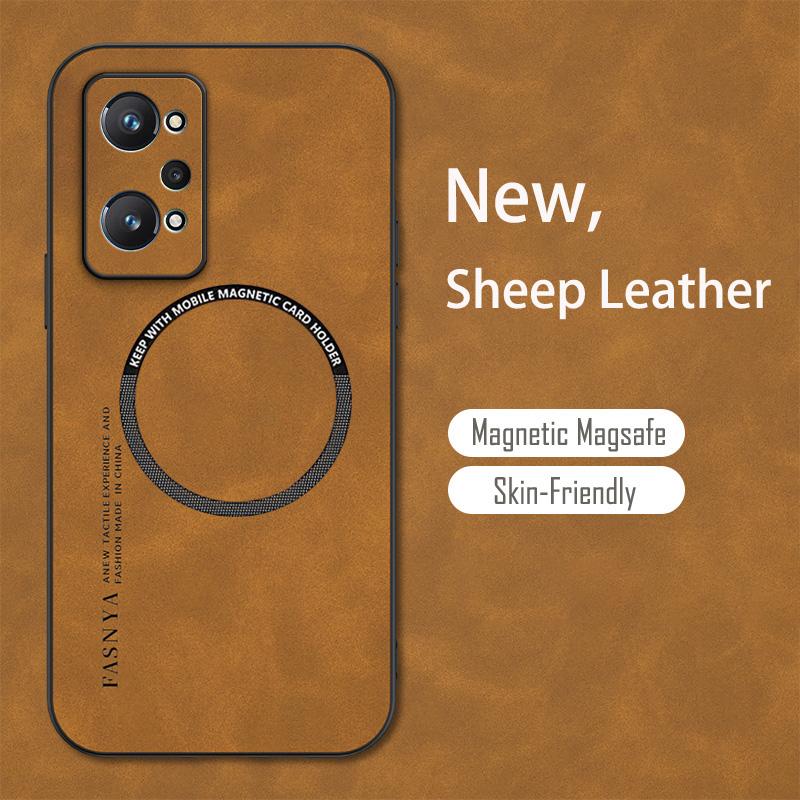 

Винтажный кожаный магнитный чехол с рисунком из пуха овечьей кожи для Realme C11 C21Y C31 C33 C55 GT Neo 5 3 3T 2 8 9 10 11 Pro Plus Magsafe Cover